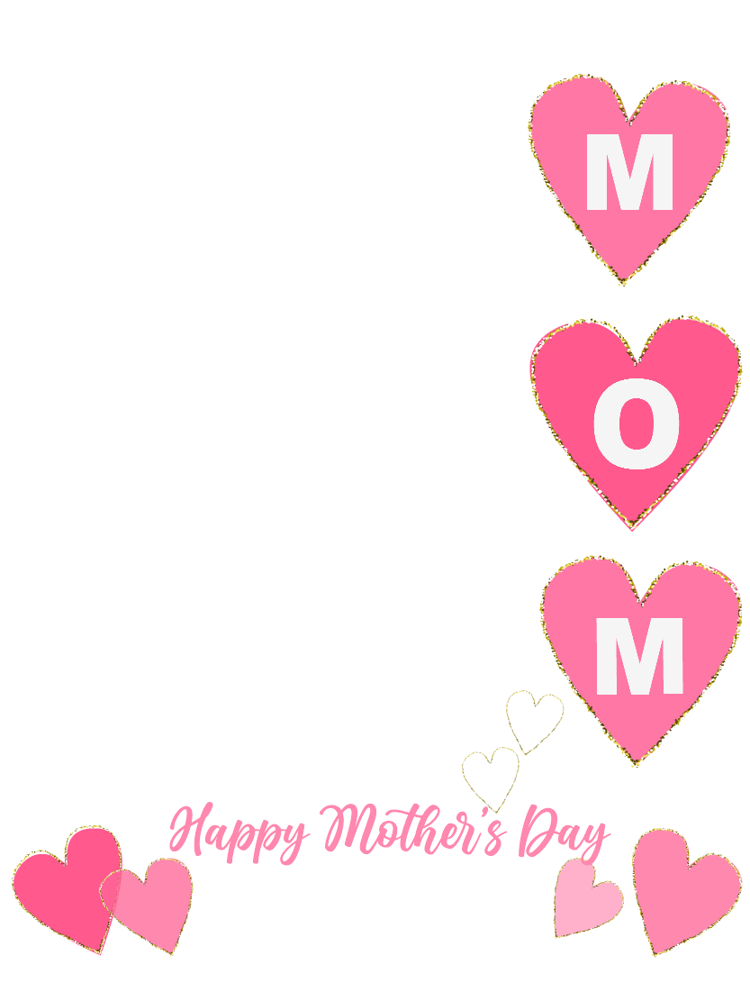 Mother's Day Photo Card with Pink Hearts