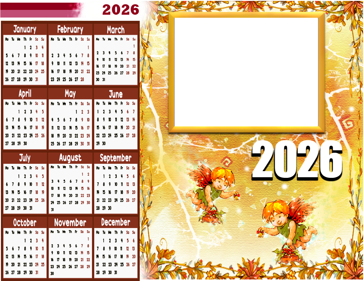 2025 Calendar with Gold Floral Frame