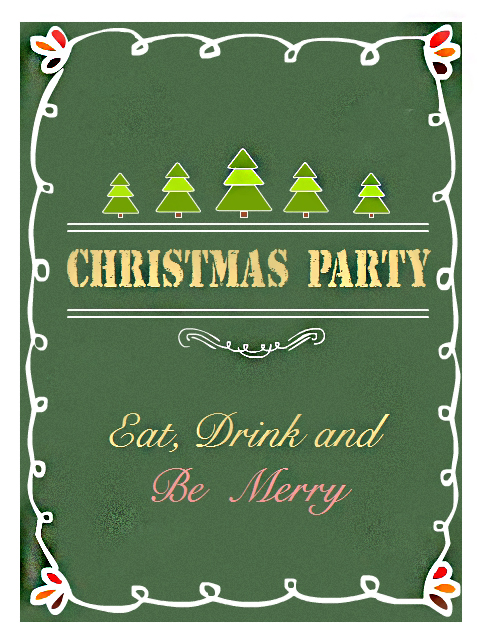 Vintage Green Christmas Party Invitation