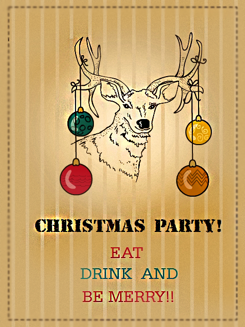 Rustic Deer Christmas Party Invitation