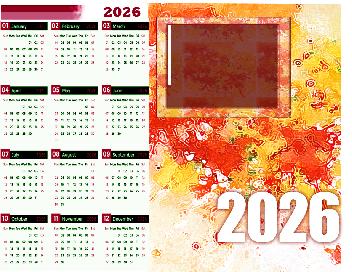 2024 Calendar Card with Autumn Gold Frame