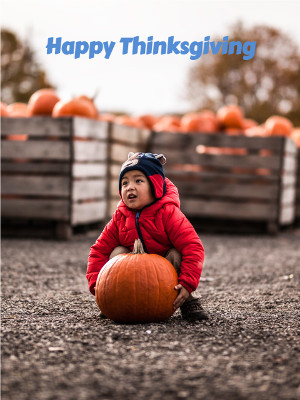 Happy Thanksgiving Baby with Pumpkin