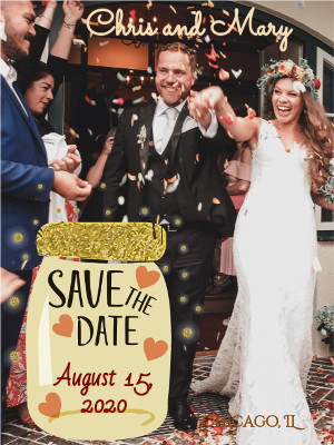 Gold Foil Save the Date Wedding Card