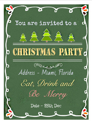 Vintage Green Christmas Party Invitation