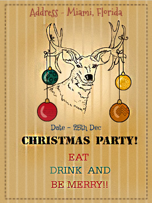Rustic Deer Christmas Party Invitation