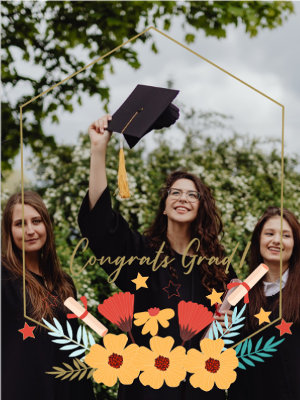 Congrats Grad Floral Photo Card