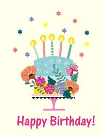 Colorful Birthday Cake with Candles