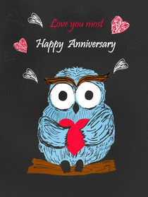 Love You Most Happy Anniversary Owl