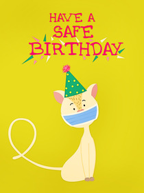 Safe Birthday Cat Greeting Card