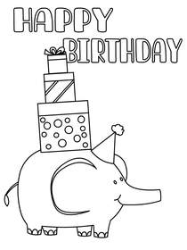 Happy Birthday Elephant with Cake