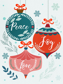 Peace Joy Love Holiday Ornaments