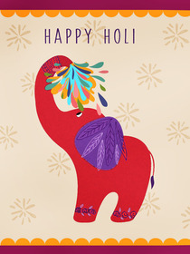 Happy Holi Elephant Greeting Card