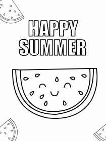 Happy Summer Watermelon Coloring Card