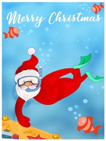 Underwater Santa Christmas Card