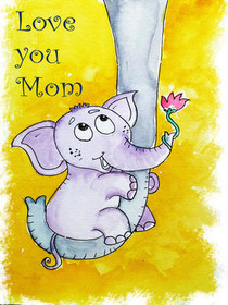 Love You Mom Elephant Card