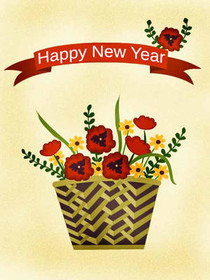 Happy New Year Floral Basket
