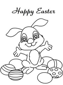 Happy Easter Bunny Coloring Card