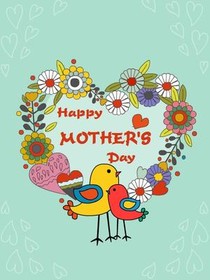 Happy Mother's Day Floral Heart Card