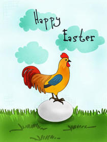 Happy Easter Rooster Card