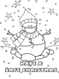 Safe Christmas Snowman Coloring Card