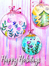 Watercolor Floral Holiday Ornaments