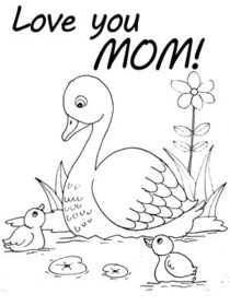 Love You Mom - Duck Family Card