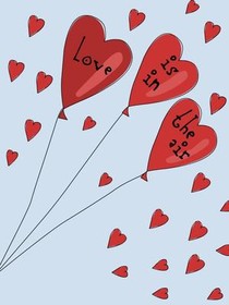 Love Heart Balloons Greeting Card