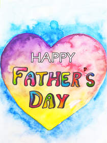 Happy Father's Day Watercolor Heart