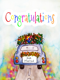 Just Married Congratulations Card