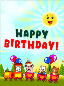 Happy Birthday with Smiling Sun