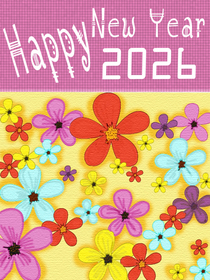 Colorful Flowers Happy New Year 2026