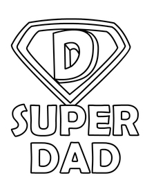 Super Dad Shield Coloring Card