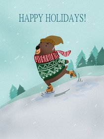 Happy Holidays Skiing Bear