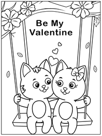 Be My Valentine Cats Coloring Card