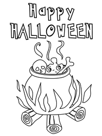Happy Halloween Cauldron Coloring Card