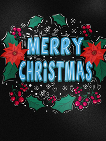 Merry Christmas Blue Text Card