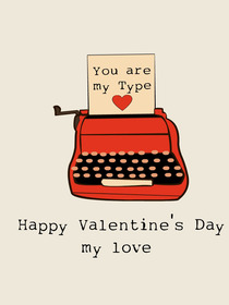Vintage Typewriter Valentine's Day Card