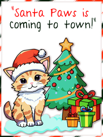 Santa Paws Christmas Cat Card