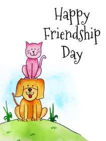 Happy Friendship Day Cat and Dog