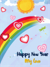 Happy New Year Love Rainbow Card