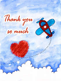 Thank You Airplane & Heart Card