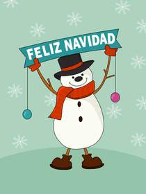 Feliz Navidad Snowman Christmas Card
