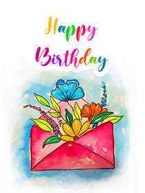 Happy Birthday Floral Envelope