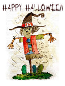 Happy Halloween Scarecrow Greeting Card