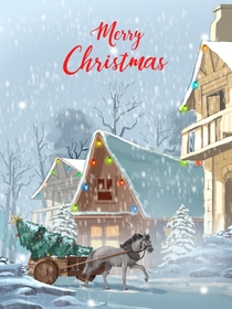 Winter Village Christmas Card