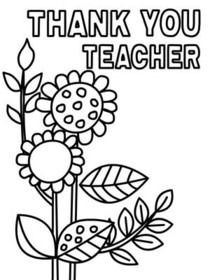 Thank You Teacher Flower Coloring Card