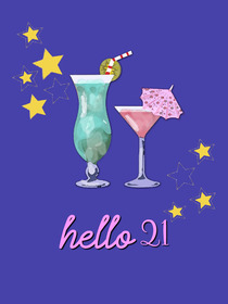 Hello 21 Birthday Cocktails Card