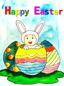 Happy Easter Bunny Egg Card