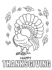 Happy Thanksgiving Turkey Coloring Card