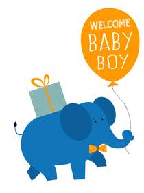 Welcome Baby Boy Elephant Card
